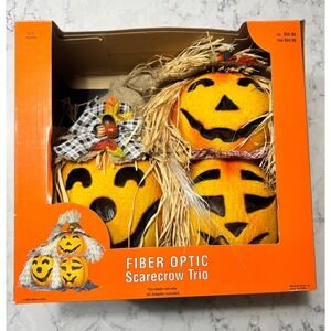 VTG Gemmy Fiber Optic 3 Pumpkins
Trio Scarecrows Changing Colors Jack
O Lantern‎